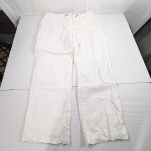 Charter Club 100% Linen Lined White pants Women's 14P Straight Leg **